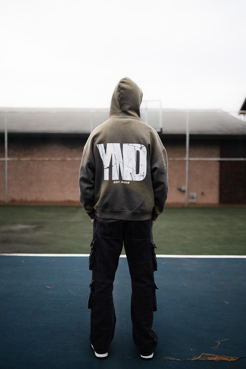 YND Vintage Washed Frayed Fleece Hoodie