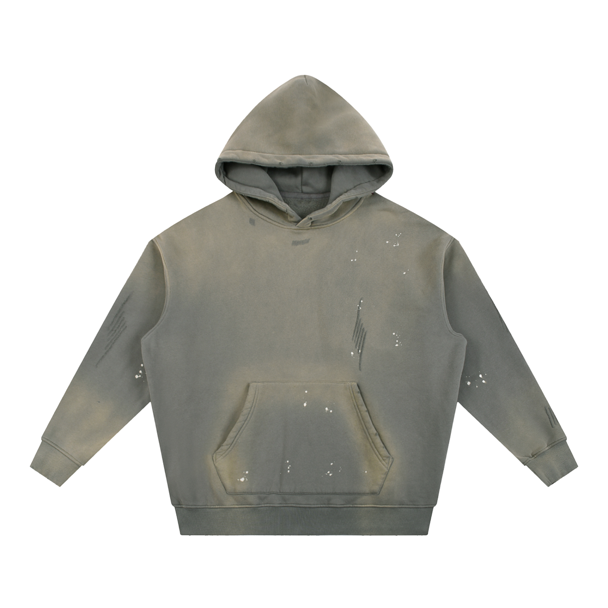 YND Vintage Washed Frayed Fleece Hoodie