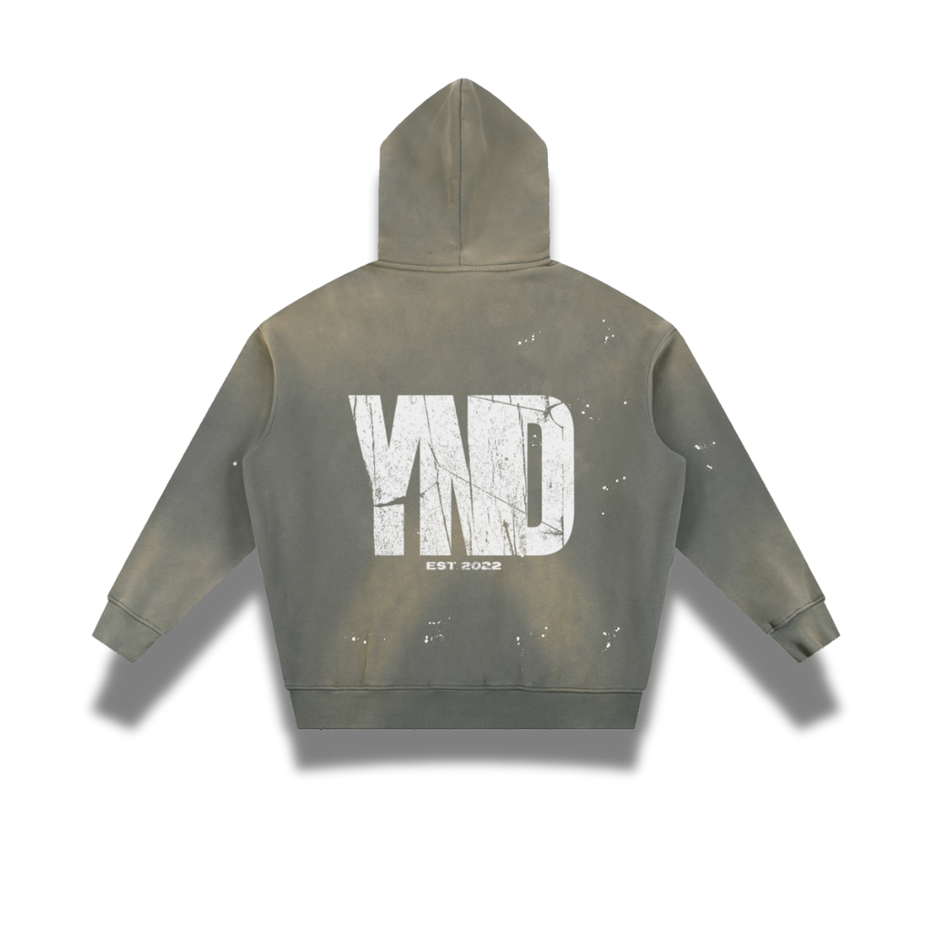 YND Vintage Washed Frayed Fleece Hoodie