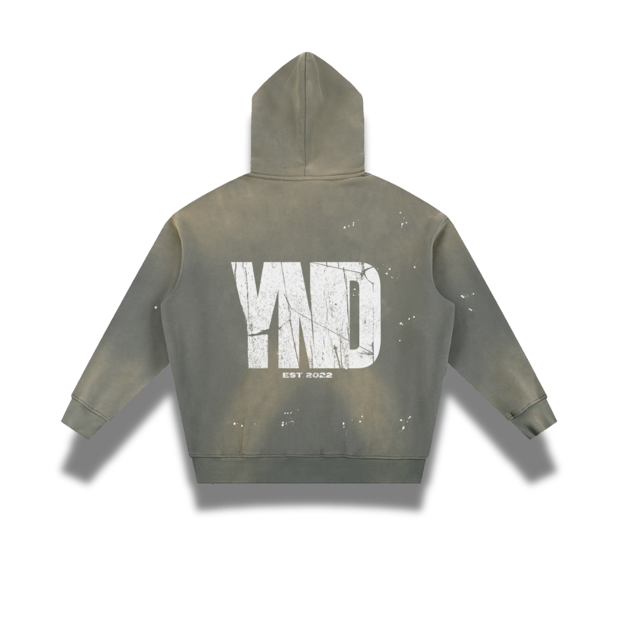 YND Vintage Washed Frayed Fleece Hoodie